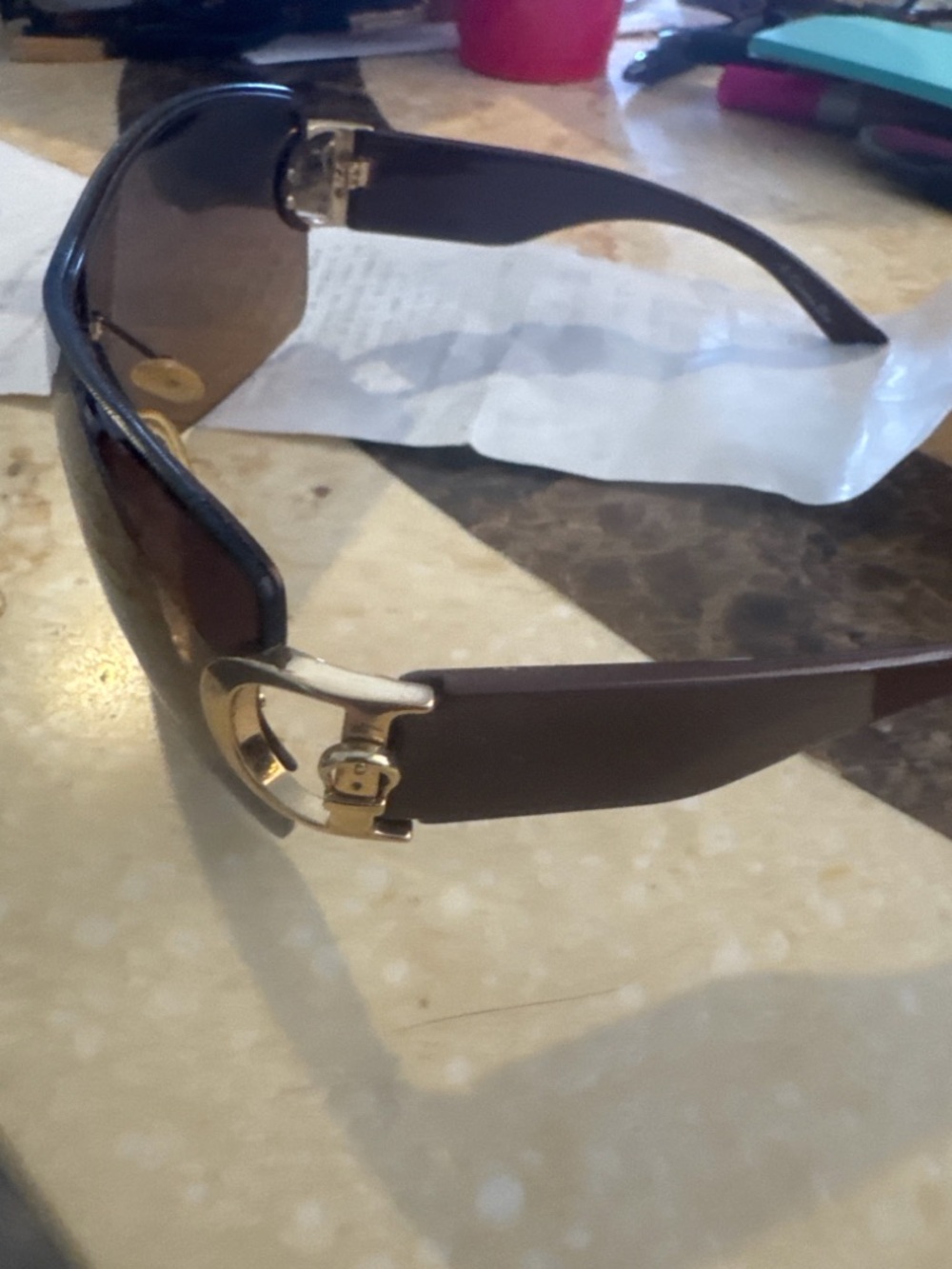 Dior Brown Gradient Rimless Sunglasses with Gold Accents - Picture 2 of 5